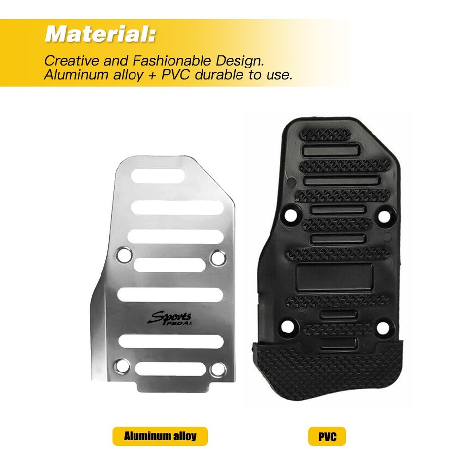 Silver Non-Slip Automatic Gas Brake Foot Pedal Pad Cover Accessories Universal F