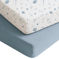 Muslin Crib Sheets for Boys, Soft Cotton Neutral Baby Sheets for Standard Cri...