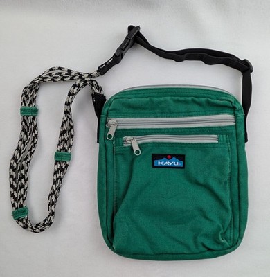 KAVU Canvas Crossbody Purse Bag Small Green Adjustable Rope Travel Outdoor