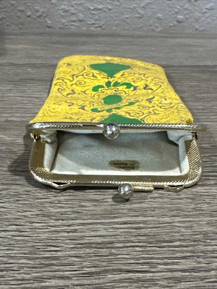Estuche de cuero para gafas de colección bolsa para cigarrillos amarillo verde plata ROMA cierre a presión Foto 3 de 4