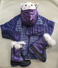 DREAM PAIRS Girls  Purple/Silver Stars Winter Snow Boots 11  LL Bean Jacket 6/7