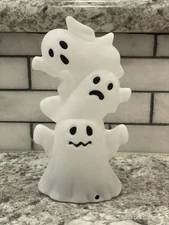 Halloween Blow Mold Light Up & Sound Ghost Stack Tabletop Size Spooky Decor