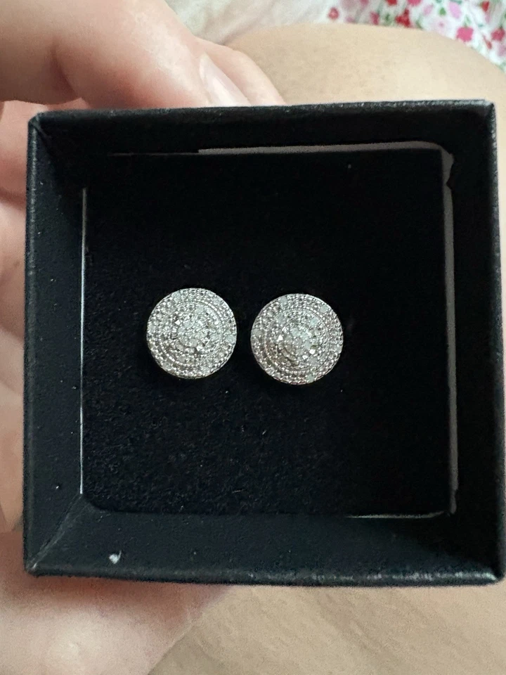 White Gold Rhodium Over Sterling Silver.102 CTW Diamond Designer Earrings.102CTW - Image 2 of 4