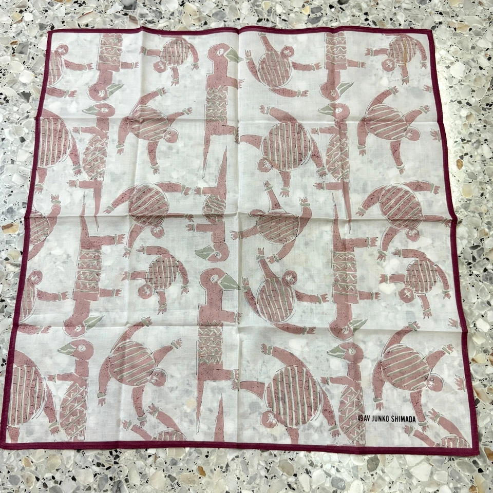 MAN HANKY GEOMETRICS CLASSIC RED TURTLES VTG COTTON POCKET ART SQUARE 16” #JP176 - Image 3 of 3