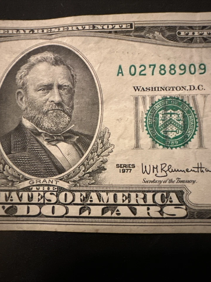 1977 50 Dollar Note Vintage A02788909a Excellent Almost Uncirculated - Image 4 of 4