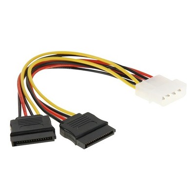 Dual 15-Pin SATA Netzteil Kabel 4-Pin Molex auf 2 x 15-Pin SATA, 18cm