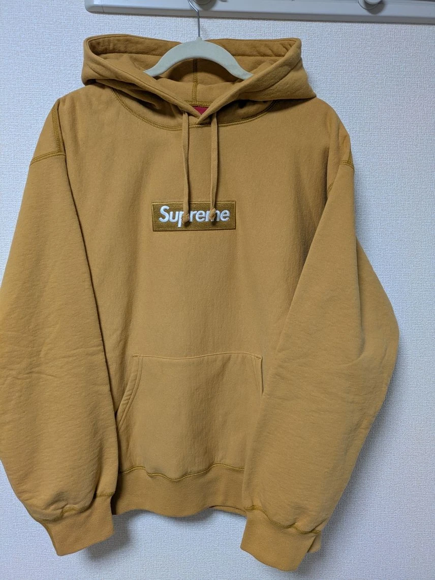 Sweat à capuche logo Supreme Box moutarde légère 21Fw