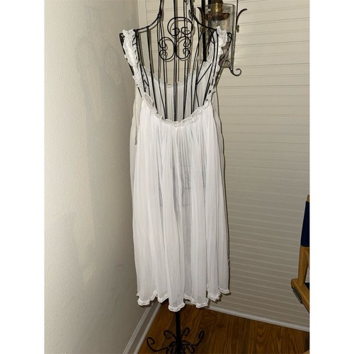 Camisón Cacique Talla Grande 26W Blanco Vintage Gasa Boda Noche Elegancia - Imagen 4 de 8