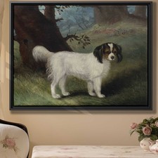 Dog Canvas Print Vintage Framed Art Oil Painting Animal Wall Decor Pet Lover