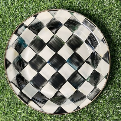 MacKenzie Childs Courtly Check 9.5'' Enamel Pie Plate Brand New NO Box