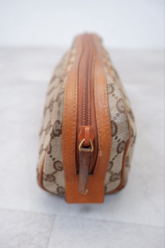 Gucci Vintage Leder Tasche Beutel Braun Kosmetiktasche GC - Bild 6 von 14