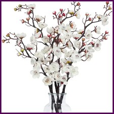 Artificial Flowers Spring Plum Blossom Peach Branch Silk Flowers for Home