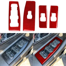 4Pcs Red Carbon Fiber Window Lift Switch Panel Trim Kit For Ford Taurus 2013-19