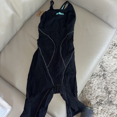 Arena Womens Powerskin Impulso Open Back Racing Swimsuit US Size 30 Black/Teal 