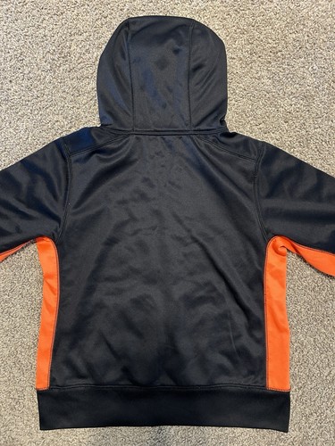 NIKE Youth Boys Medium Pullover Hoodie Therma-Fit Black Orange - Picture 2 of 7