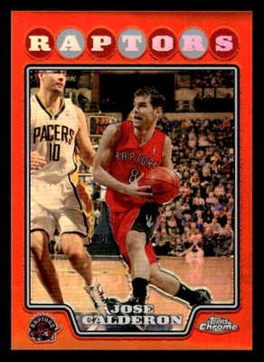 Jose Calderon 2008-09 Topps Chrome Refractor Orange #/499 #28 Raptors ESE