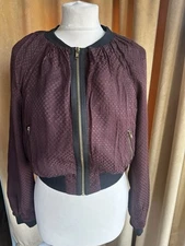 Warehouse Dark Purple / Burgundy Cropped Jacket size 8