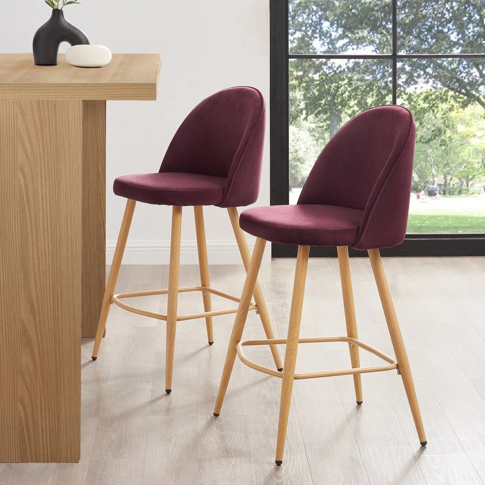 Dusk Iris Set Of 2 Barstools Berry Natural RRP £199