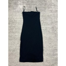 Forever 21 Dress Women Small Black Bodycon Ribbed Mini Spaghetti Strap Basic
