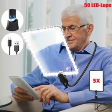 5X Leselupe mit Licht für Senioren Groß 50 LED Vergrößerungsglas Zeitungslupe*