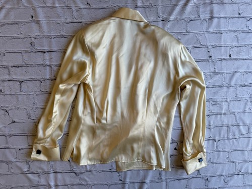 True Vintage 1980's Ivory Blouse 100% Silk Anne Klein ll Size 4 Petite Cufflinks - Picture 20 of 22