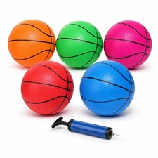 5 Pack 7 Inch Small Basketballs - Size 3 Mini Basketball Set with 5 Colors To...
