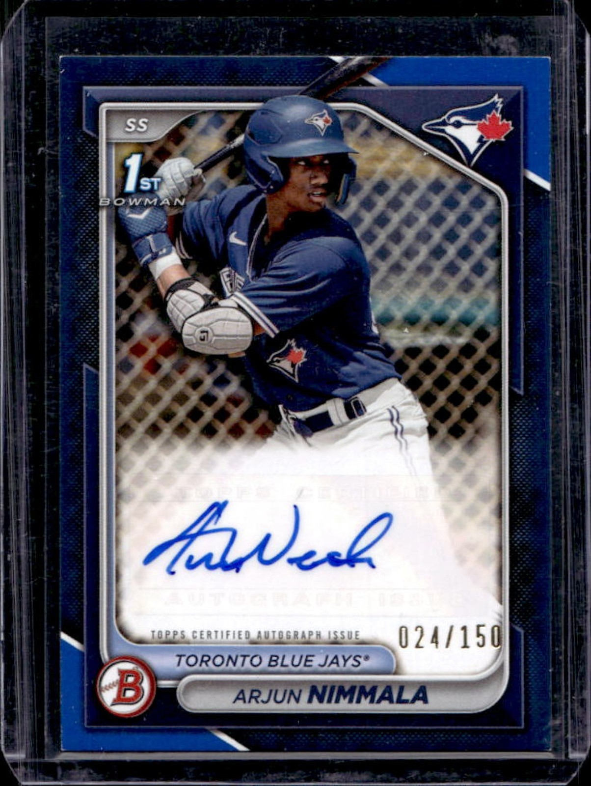 2024 Bowman Arjun Nimmala Auto Blue 1st Prospect #/150 Jays