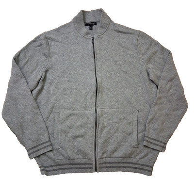 BANANA REPUBLIC Gray XL 100% Cotton Baseball Varsity Sweater Full Zip Preppy Y2K