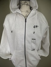 Nike Hoodie Womens White Sportswear Fleece Full Zip-S, L  XL
