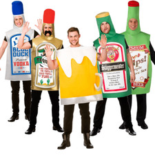 Tequila Vodka Beer Bottle Stag Night Party Drinks Mens Adult Fancy Dress Costume