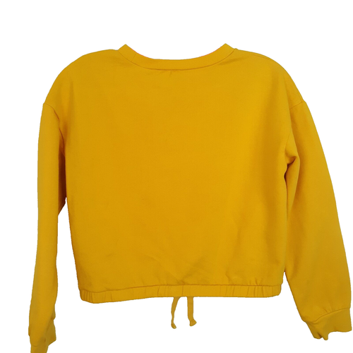 Guess Kids Sweatshirt Girls Size 14 Long Sleeve Elastic Tie Waist Bright Yellow - Picture 4 of 8