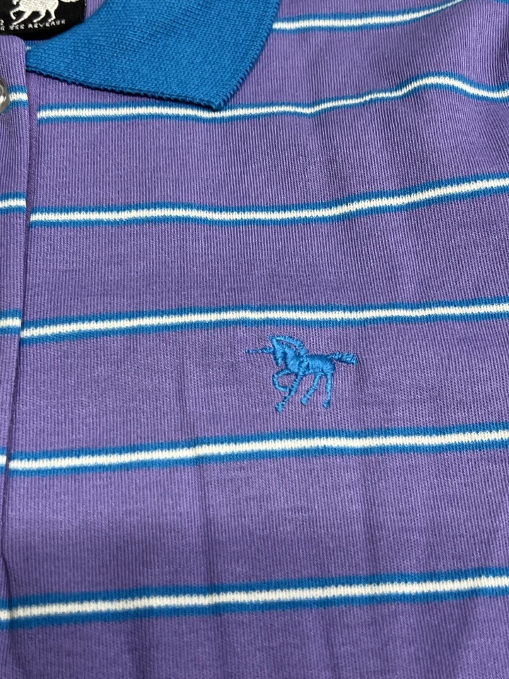 Polo Vintage Juvenil El Unicornio Plateado Años 80 90 Preppy Talla M 10.5-12.5 Púrpura Foto 3 de 4