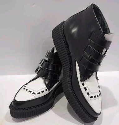 Tuk Black & White TUKskin  3-Buckle Pointed Toe Creeper Boot - Unisex