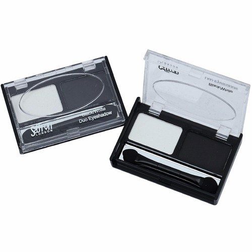 Saffron Black & White Eyeshadow Duo Set Kit Smokey Eye Goth Emo Halloween Makeup - Picture 2 of 6