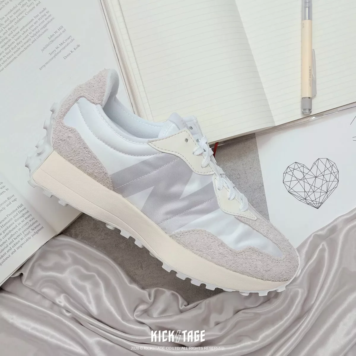New Balance 327 NB White Grey Silk Beige Womens Casual Shoes WS327SFD B
