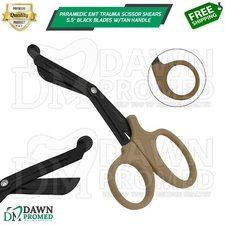 Paramedic EMT Trauma Scissor Shears 5.5″ Black Blades With Tan Handle German Gr