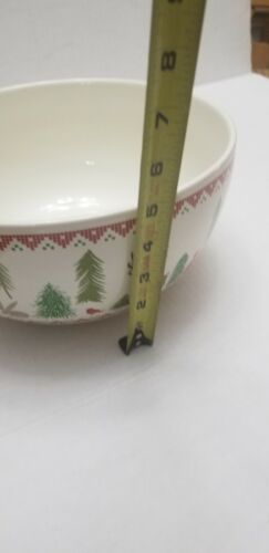 Ceramic bowl, Deer, bear,squirrel, trees red green -cereal, popcorn, cute - Picture 7 of 7