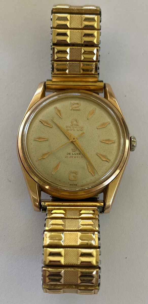 1960s TITUS De Luxe 21 Jewels Wrist Watch Swiss Made Vintage