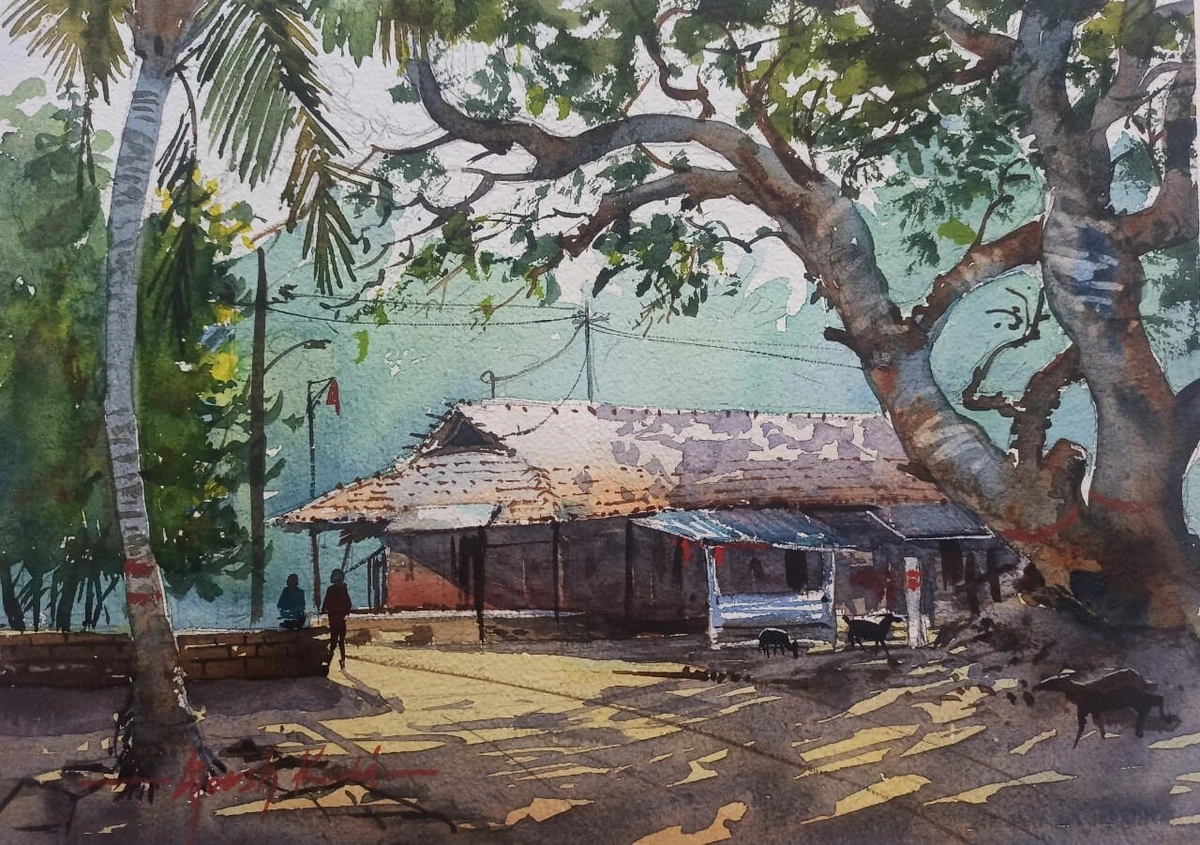 Indian Watercolor Landscape Paintings