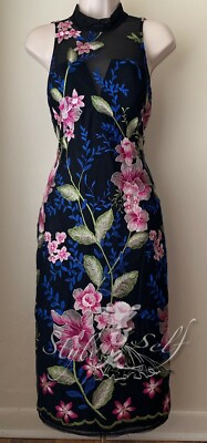 floral embroidered sheath dress