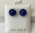 Lapis 10 mm Ball Stud Earrings New Large Solid 14K Yellow Gold Natural Blue