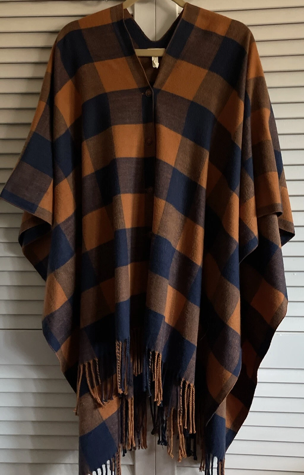 Matilda Jane Fringe Poncho Buffalo Plaid One Size Warm Cozy boho peasant