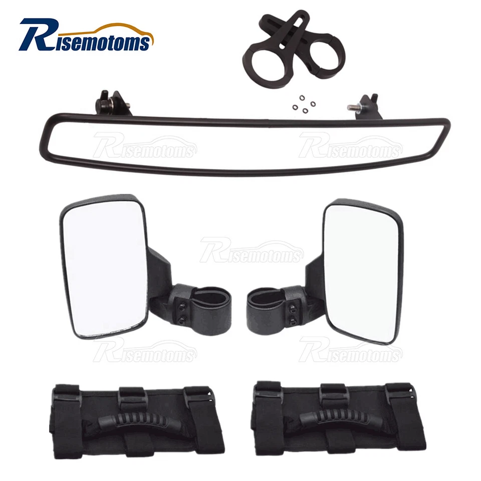 Rear Center Side View Mirrors Kit w/Handle Grap Kit For Kawasaki Teryx 4 750 800 - Изображение 3 из 4