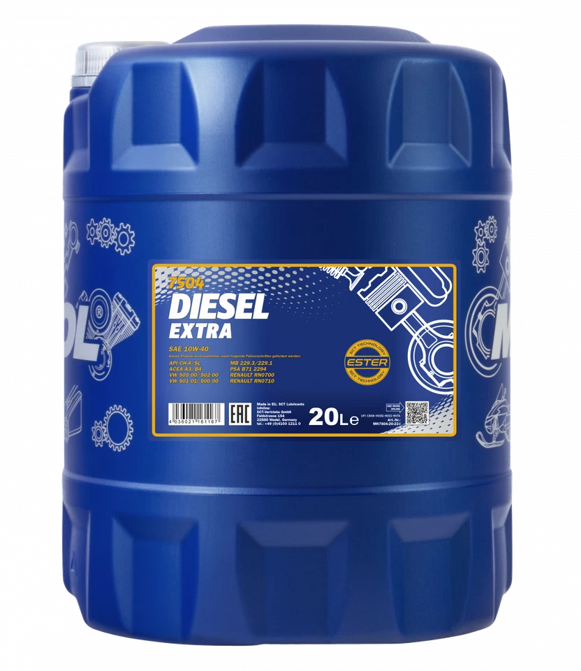 MANNOL Diesel Extra 10W-40 Huile de Moteur Hydrosynthétique - 20L