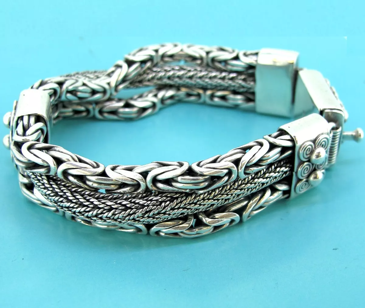 Mens sterling silver bali bracelets sale