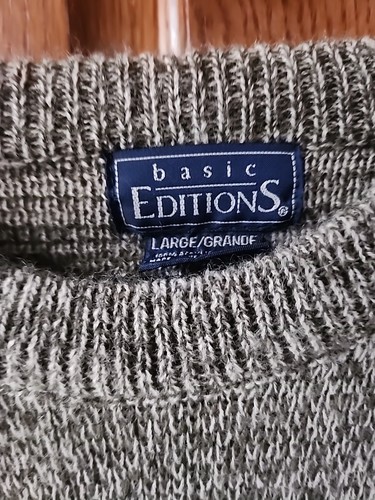 Basic Editions Mens Sz L Long Sleeve Knit Sweater 100% Acrylic Pullover - Picture 2 of 3