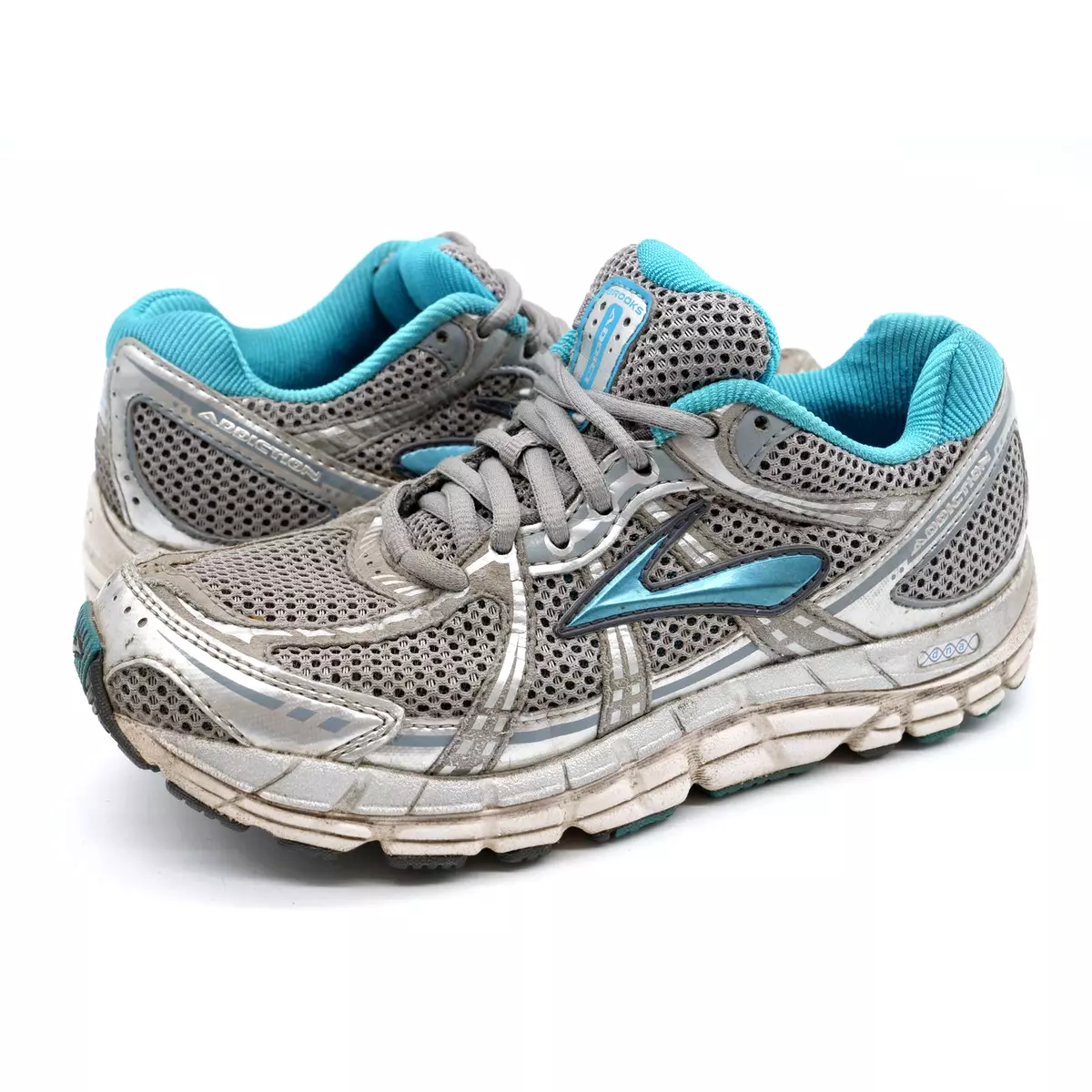 Brooks Running Shoes Womens 6 Addiction Gray Silver Lace Up
