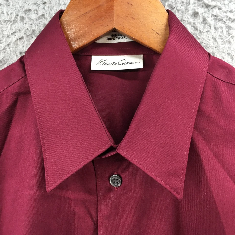 Рубашка Kenneth Cole мужская S бордовая хлопковая на пуговицах с длинным рукавом не железная - Изображение 3 из 4