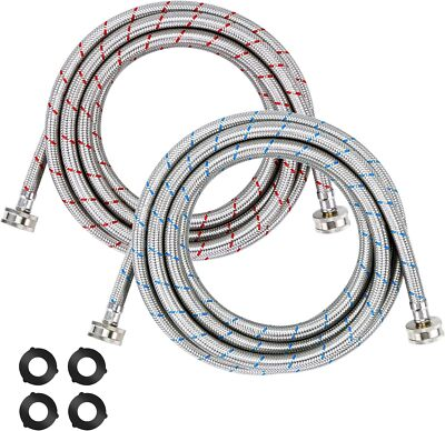 #ad 15ft LONG Washing Machine Hoses UPGRADE by Braided Stainless Steel Washer H... $37.15