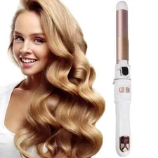 White Rotating Curling Iron 1.1 Inch Automatic Curling Iron For Medium/Long Hair